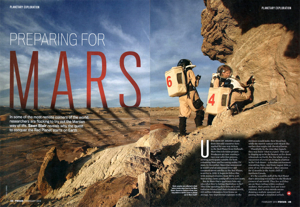 BBC FOCUS magazine featuring our Mars Analog Research